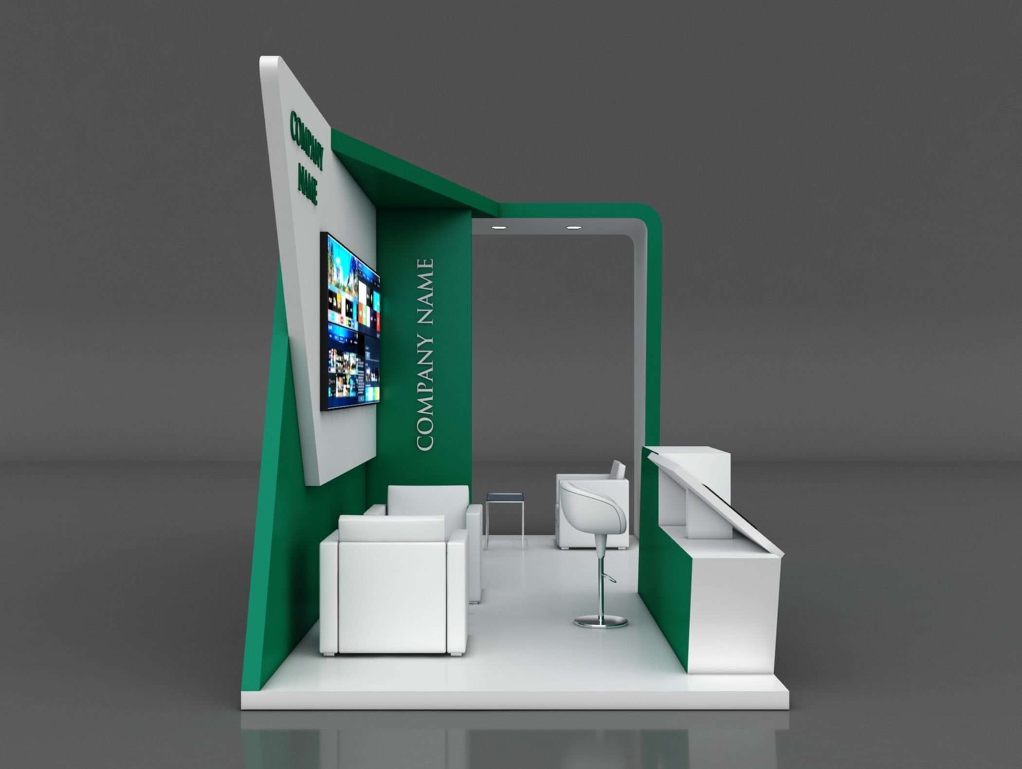 Booth Exhibition Stand Stall 7x4m Height 350 cm 3 Side Open 3D model_6
