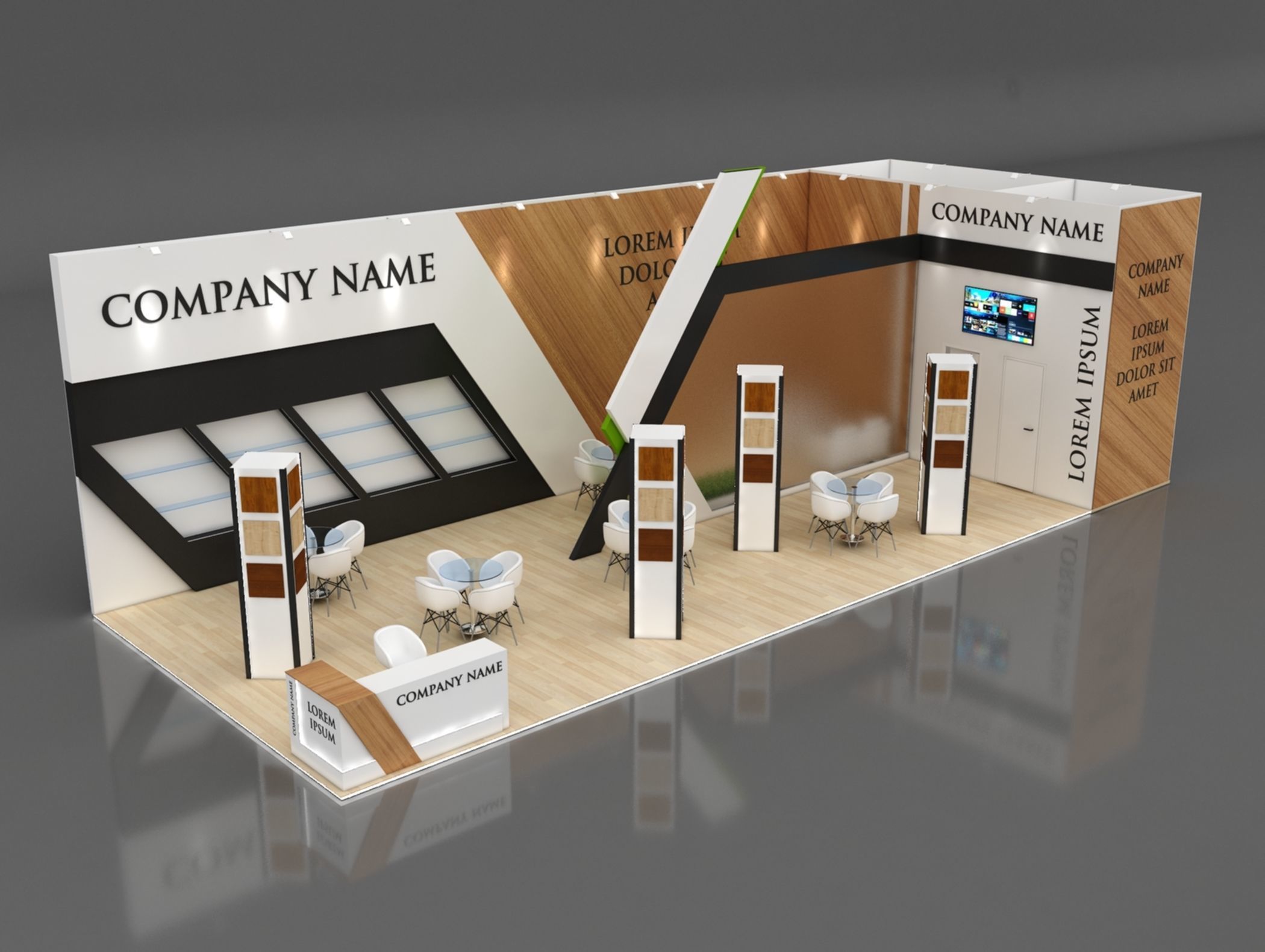 Booth Exhibition Stand Stall 6x15m Height 500 cm 2 Side Open 3D model_1