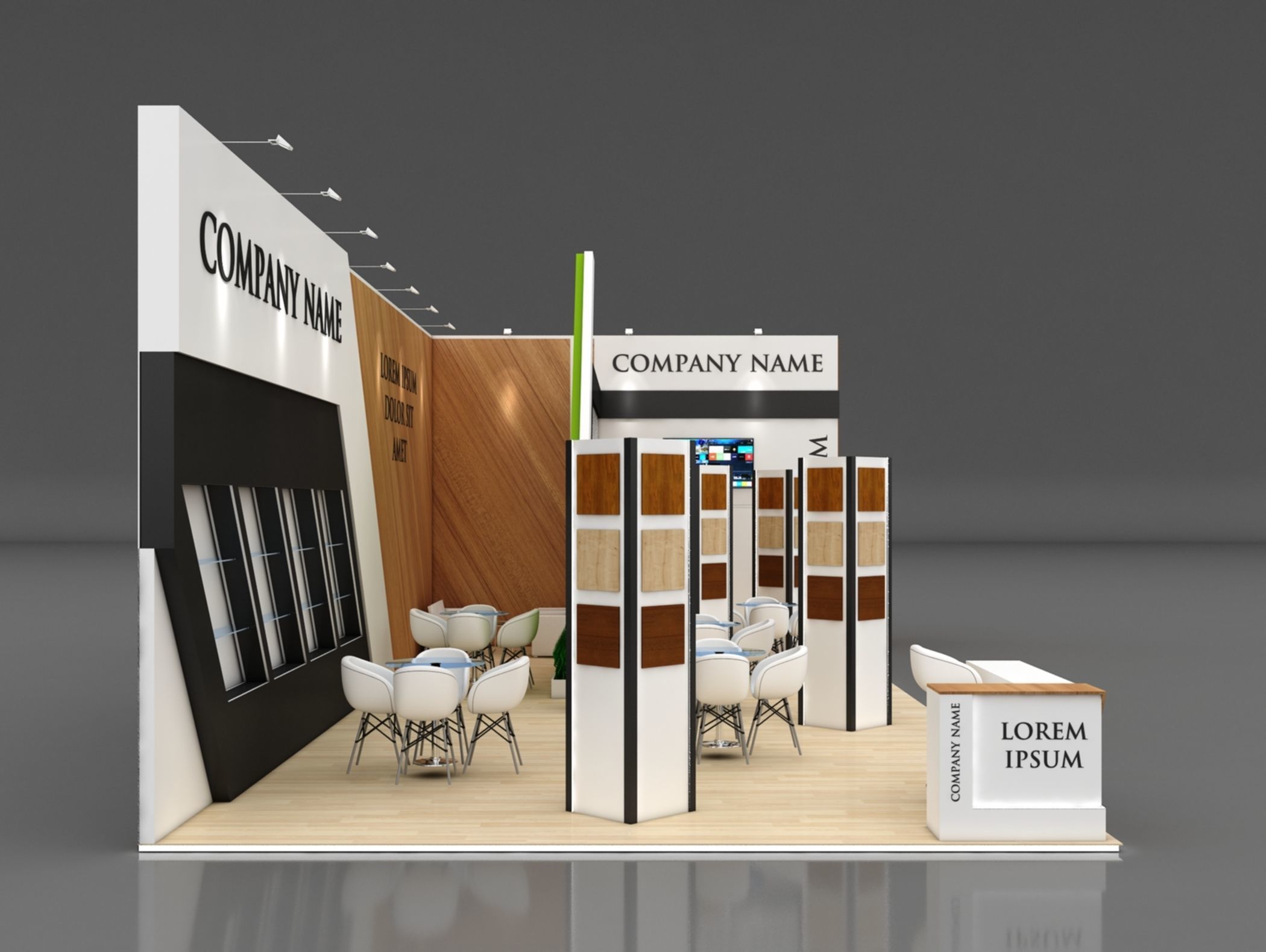 Booth Exhibition Stand Stall 6x15m Height 500 cm 2 Side Open 3D model_3