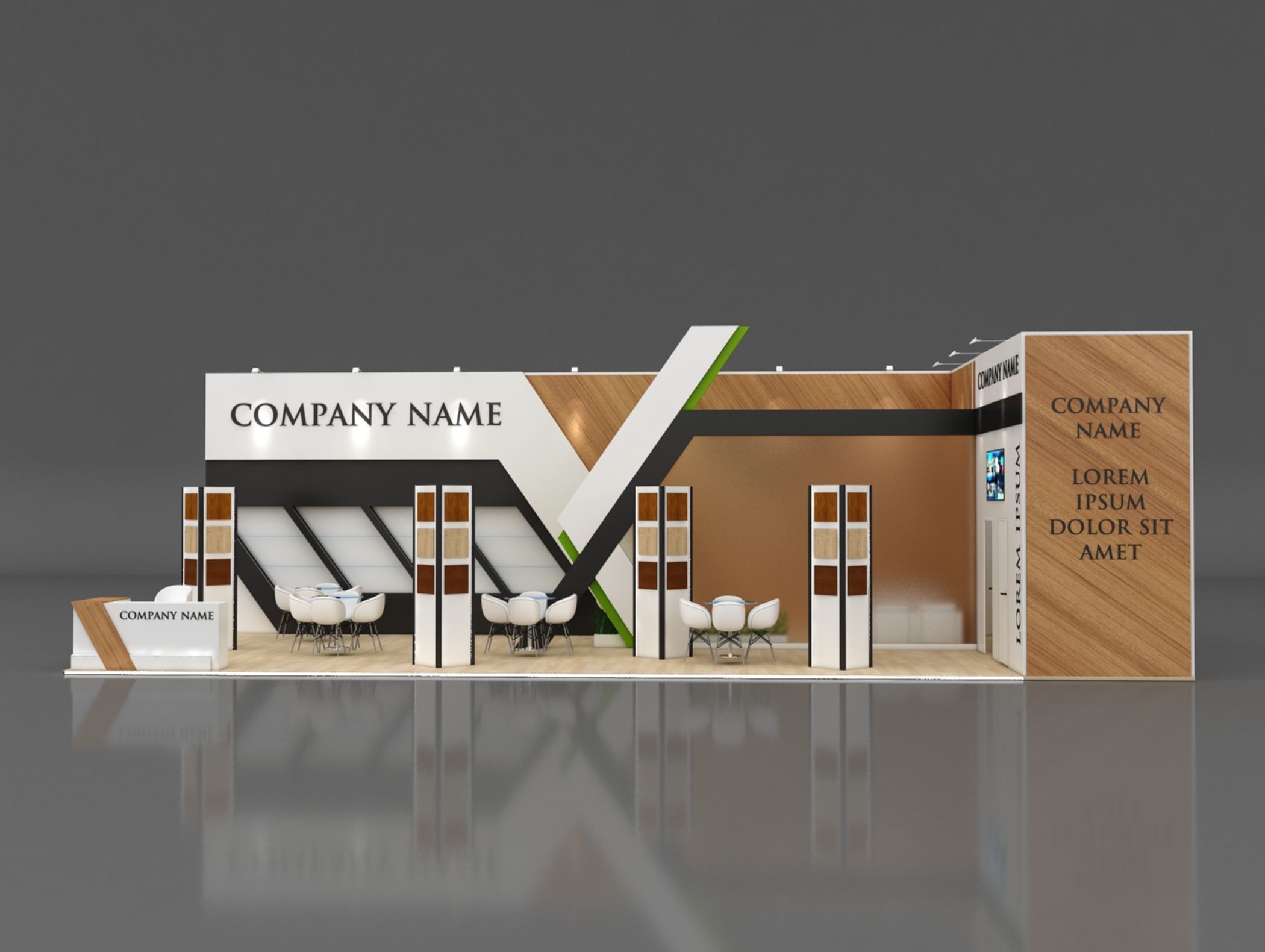 Booth Exhibition Stand Stall 6x15m Height 500 cm 2 Side Open 3D model_2
