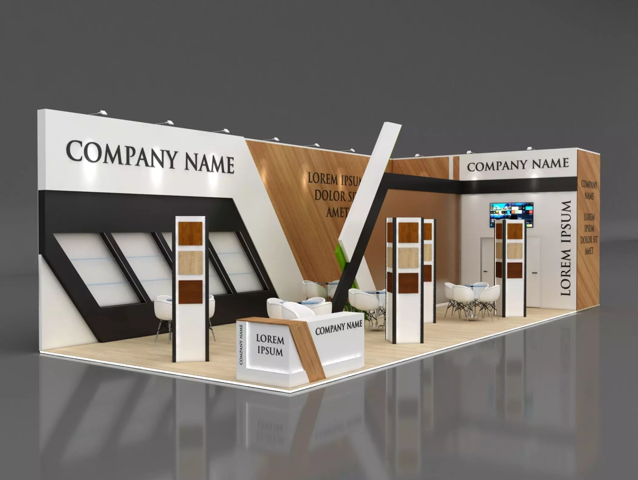 Booth Exhibition Stand Stall 6x15m Height 500 cm 2 Side Open 3D model_0