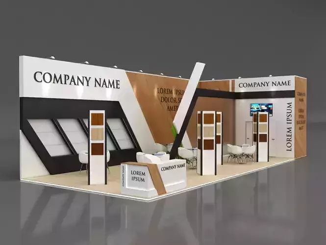 Booth Exhibition Stand Stall 6x15m Height 500 cm 2 Side Open 3D model