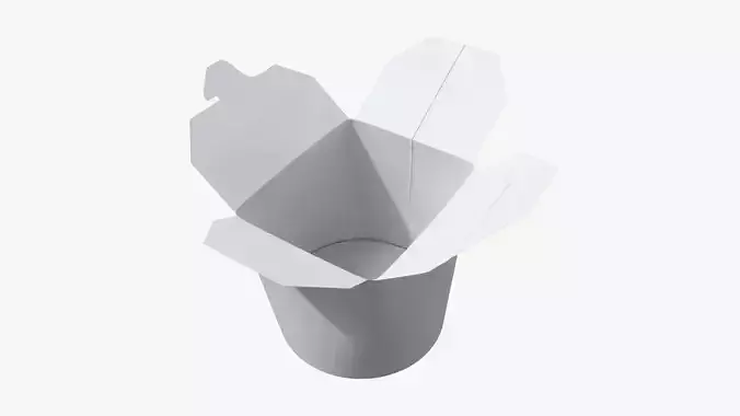 Take-away microwavable paper container open 3D model