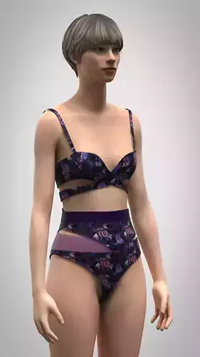 Womens Bra and Underwear Low-poly 3D model