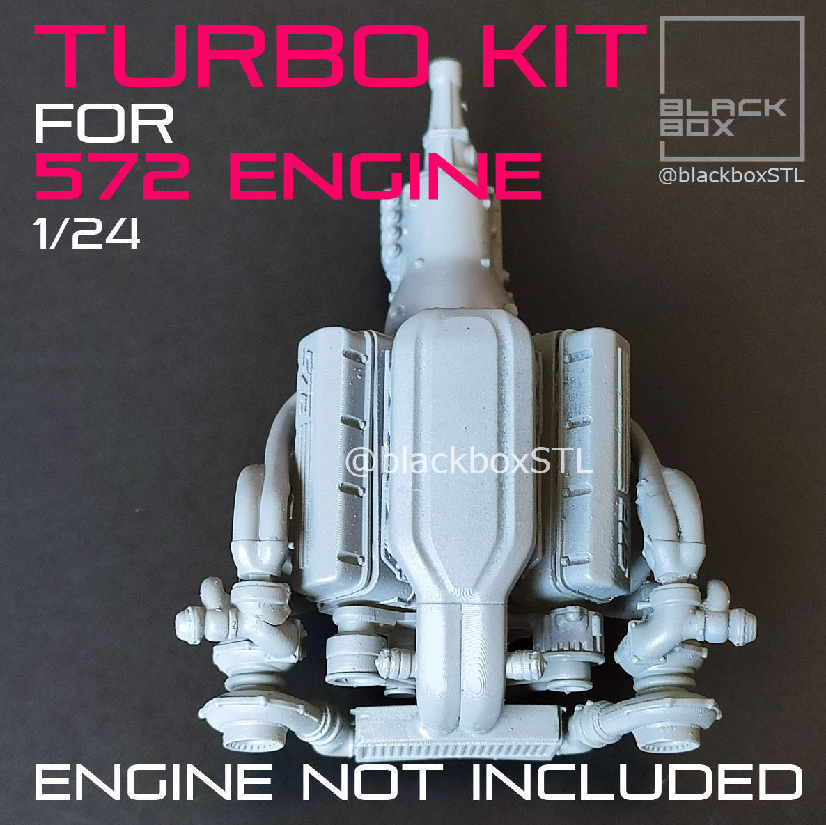 TWIN Turbo set for 572 ENGINE 1-24th 3D print model_4