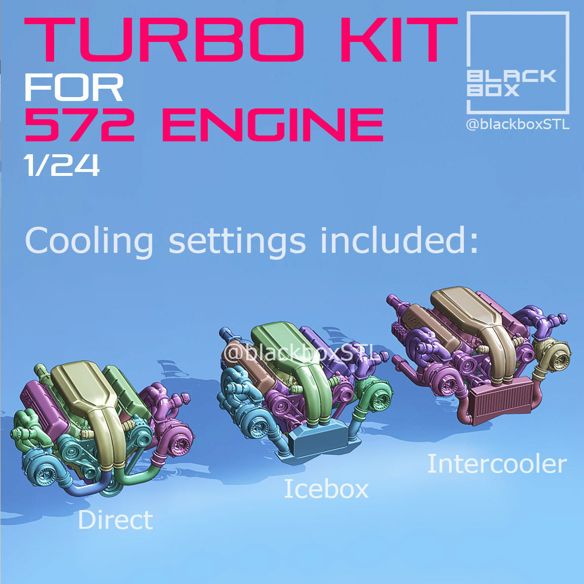 TWIN Turbo set for 572 ENGINE 1-24th 3D print model_6