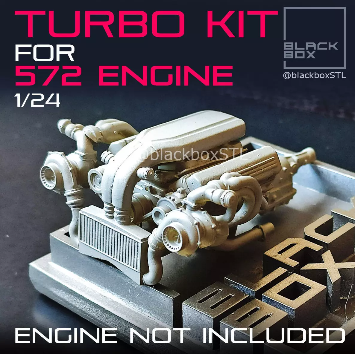 TWIN Turbo set for 572 ENGINE 1-24th 3D print model_0
