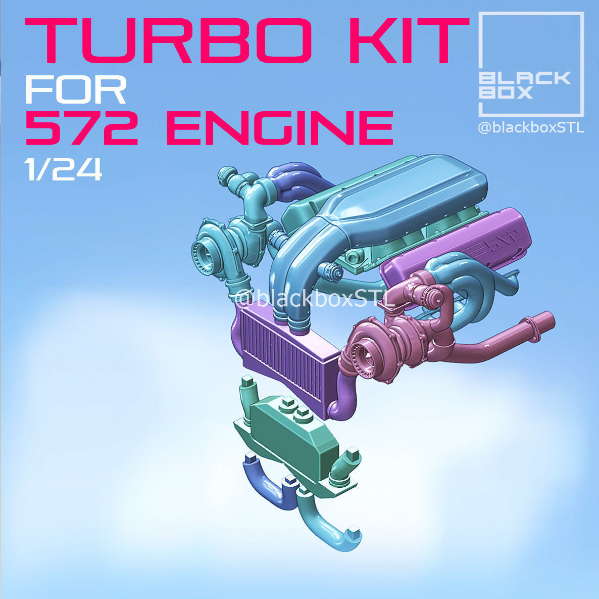 TWIN Turbo set for 572 ENGINE 1-24th 3D print model_5
