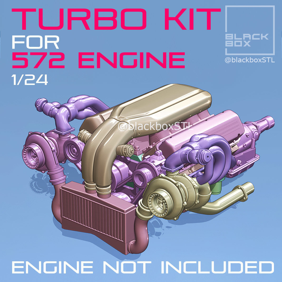 TWIN Turbo set for 572 ENGINE 1-24th 3D print model_2
