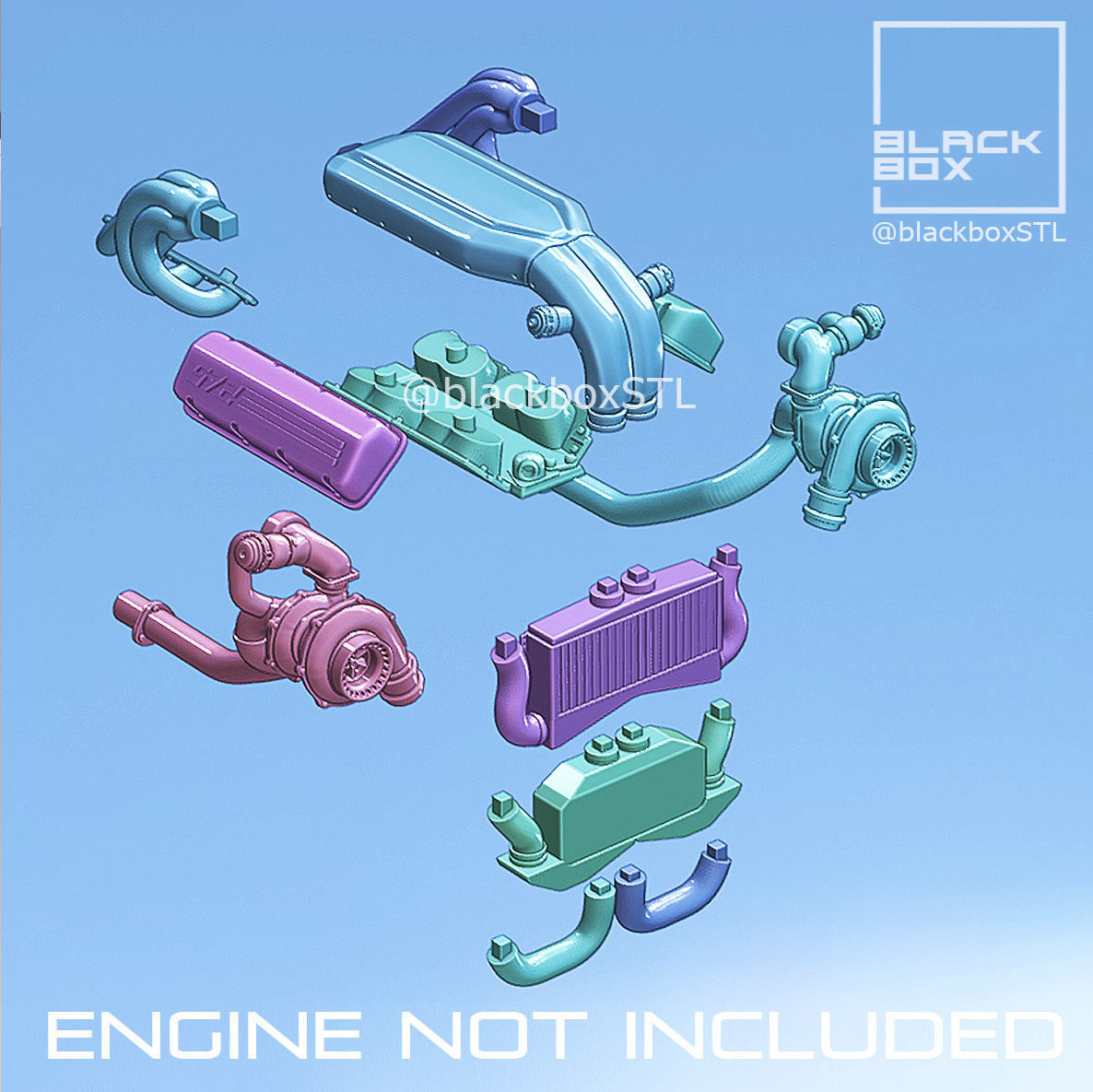 TWIN Turbo set for 572 ENGINE 1-24th 3D print model_7