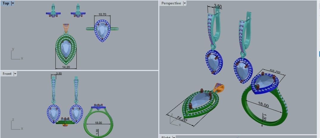 Tiffany set 3d model gold jewelry with diamonds 3D print model_3