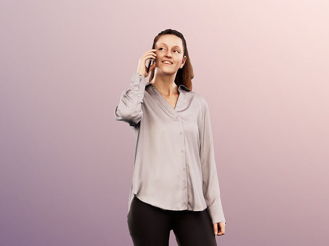 Maria 12895 - Standing Casual Girl Phone Call Low-poly 3D model