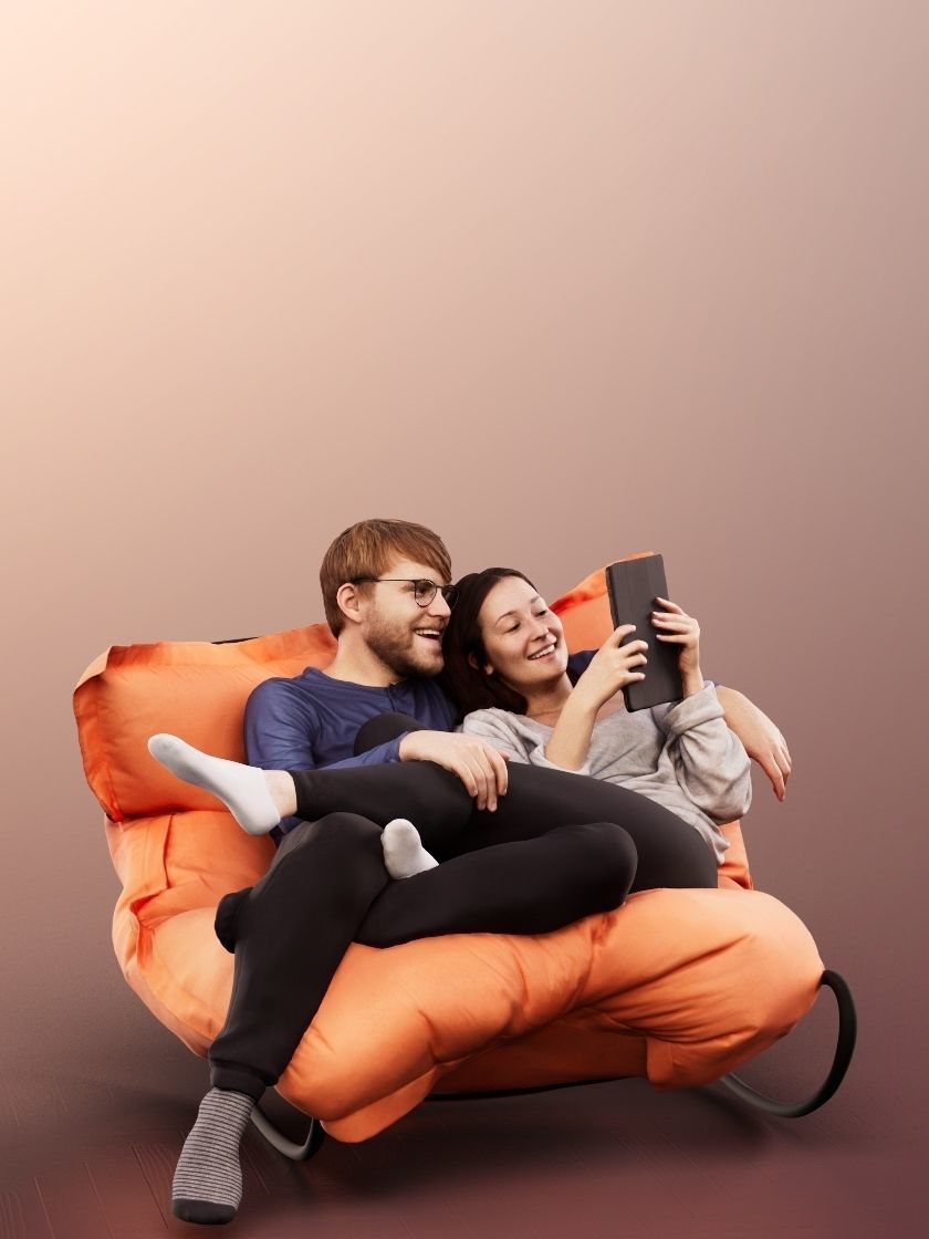 Silas And Noelle 12857 - Couple Sitting On Couch With Tablet Low-poly 3D model_2
