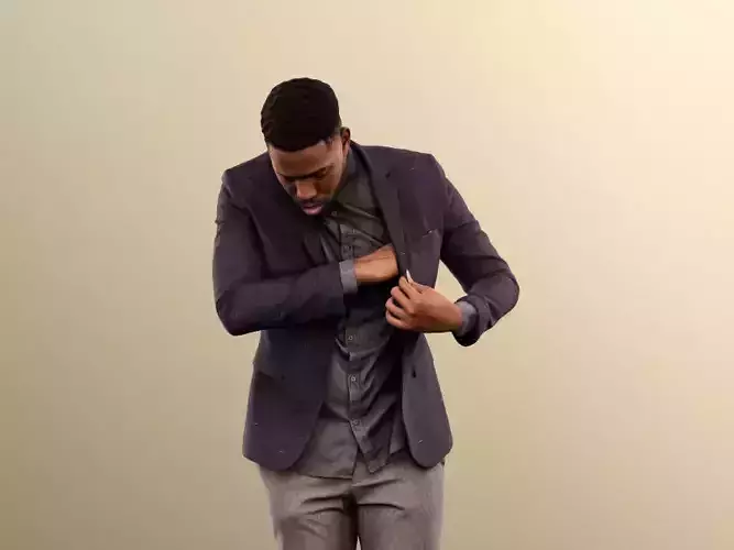 Theo 12834 - Elegant Black Man Looking Down Low-poly 3D model