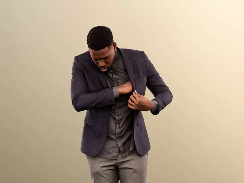 Theo 12834 - Elegant Black Man Looking Down Low-poly 3D model