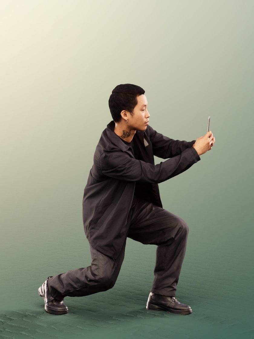 Henrik 12556 - Asian Man Taking Photo Low-poly 3D model_3