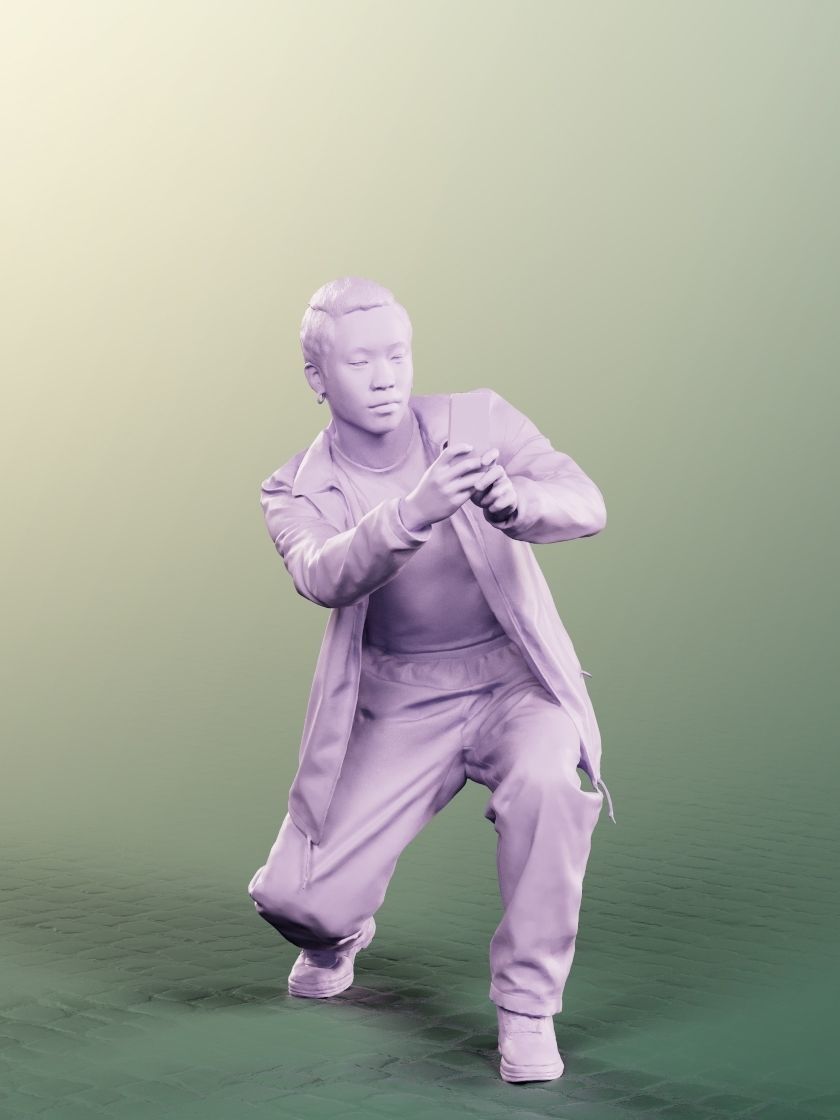 Henrik 12556 - Asian Man Taking Photo Low-poly 3D model_4