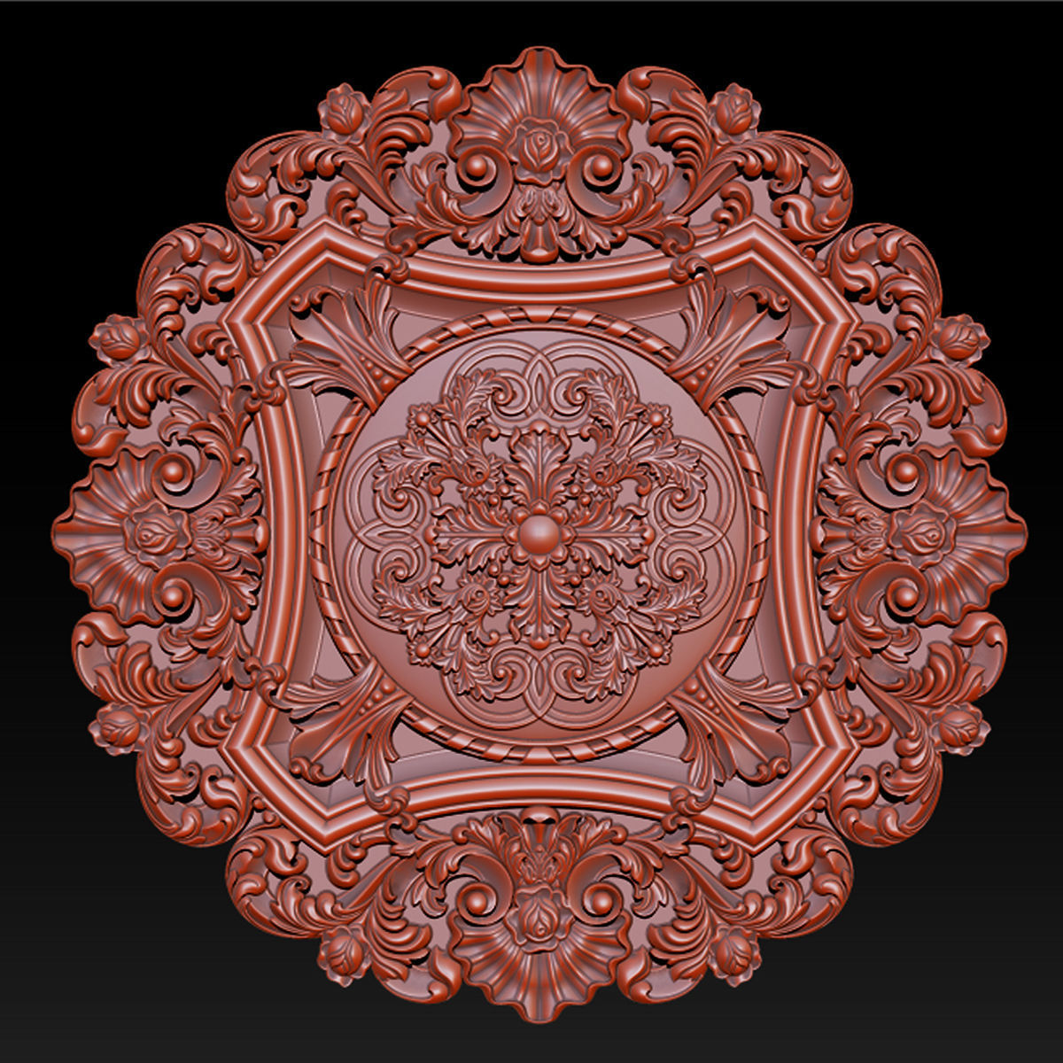 Decorative Ceiling Center - for CNC router 3D print model_18