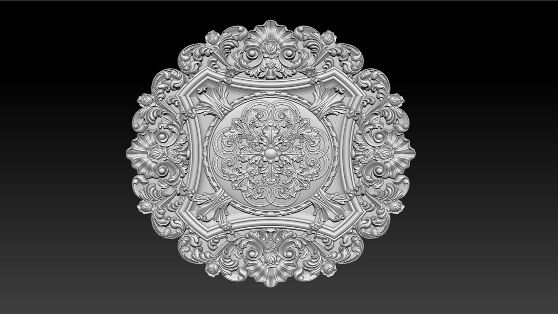 Decorative Ceiling Center - for CNC router 3D print model_11