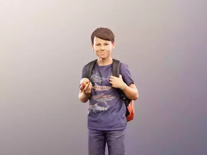 Manuel 12355 - Casual Boy Standing With Backpack And Apple