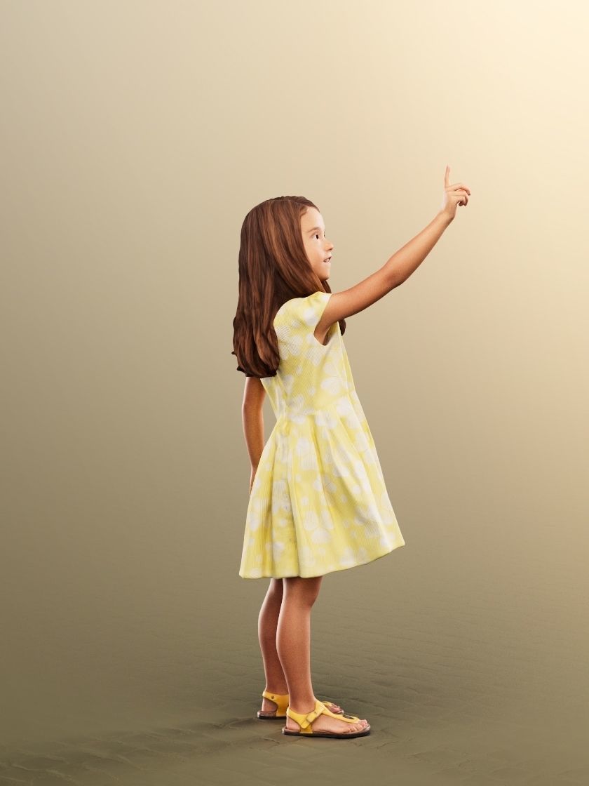 Leonie 12337 - Standing Elegant Girl In Dress Pointing Low-poly 3D model_3