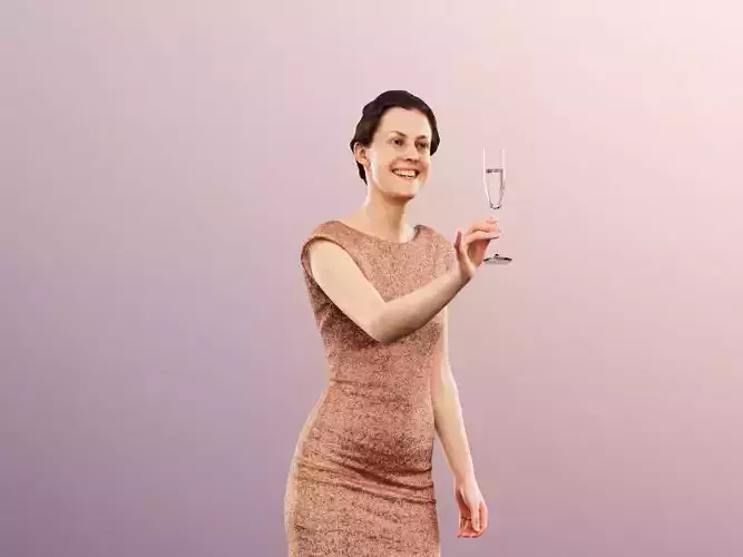 Lizzy 11977 - Elegant Standing Woman With Champagne Glass