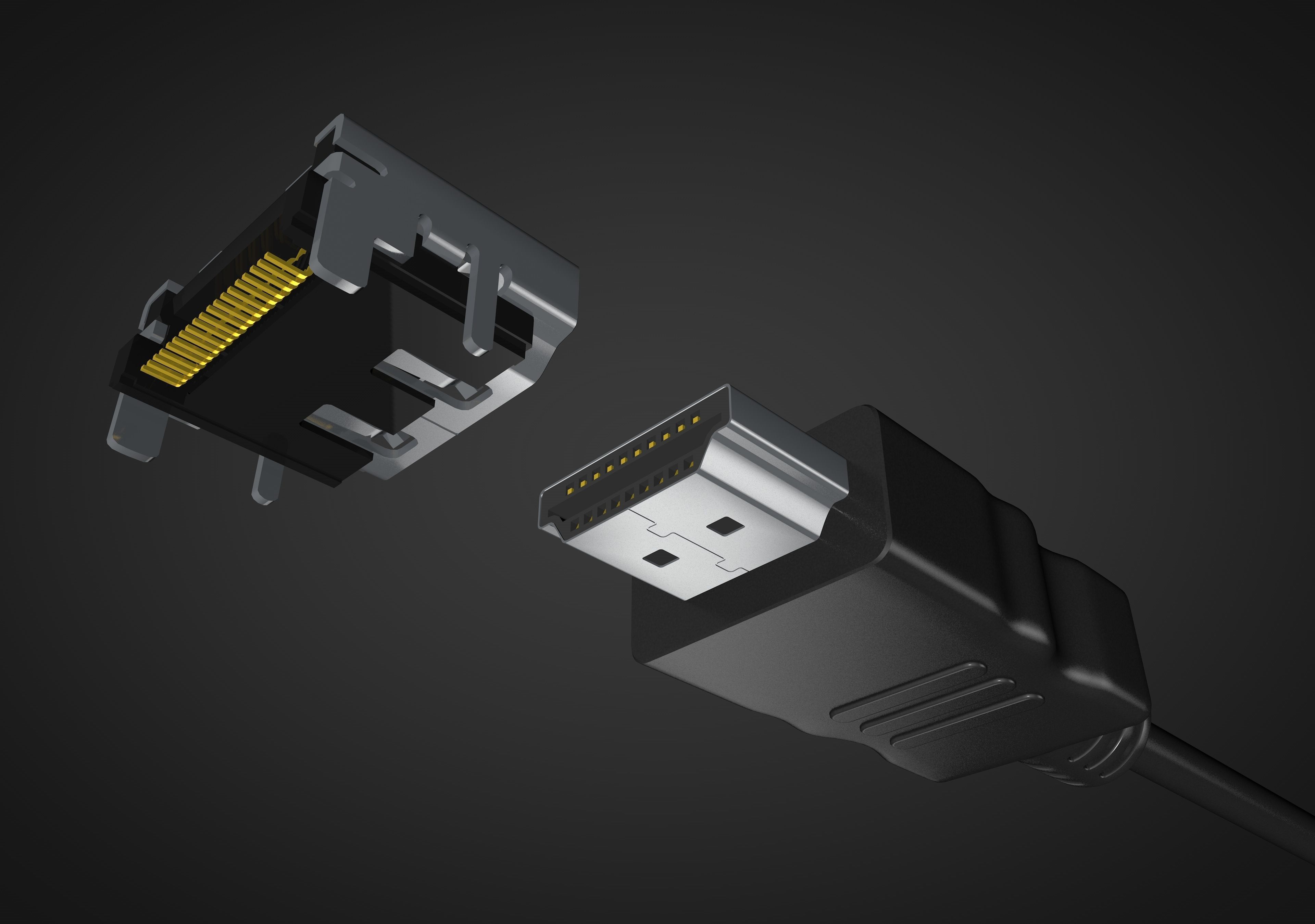 HDMI male and female connector 3D model_2