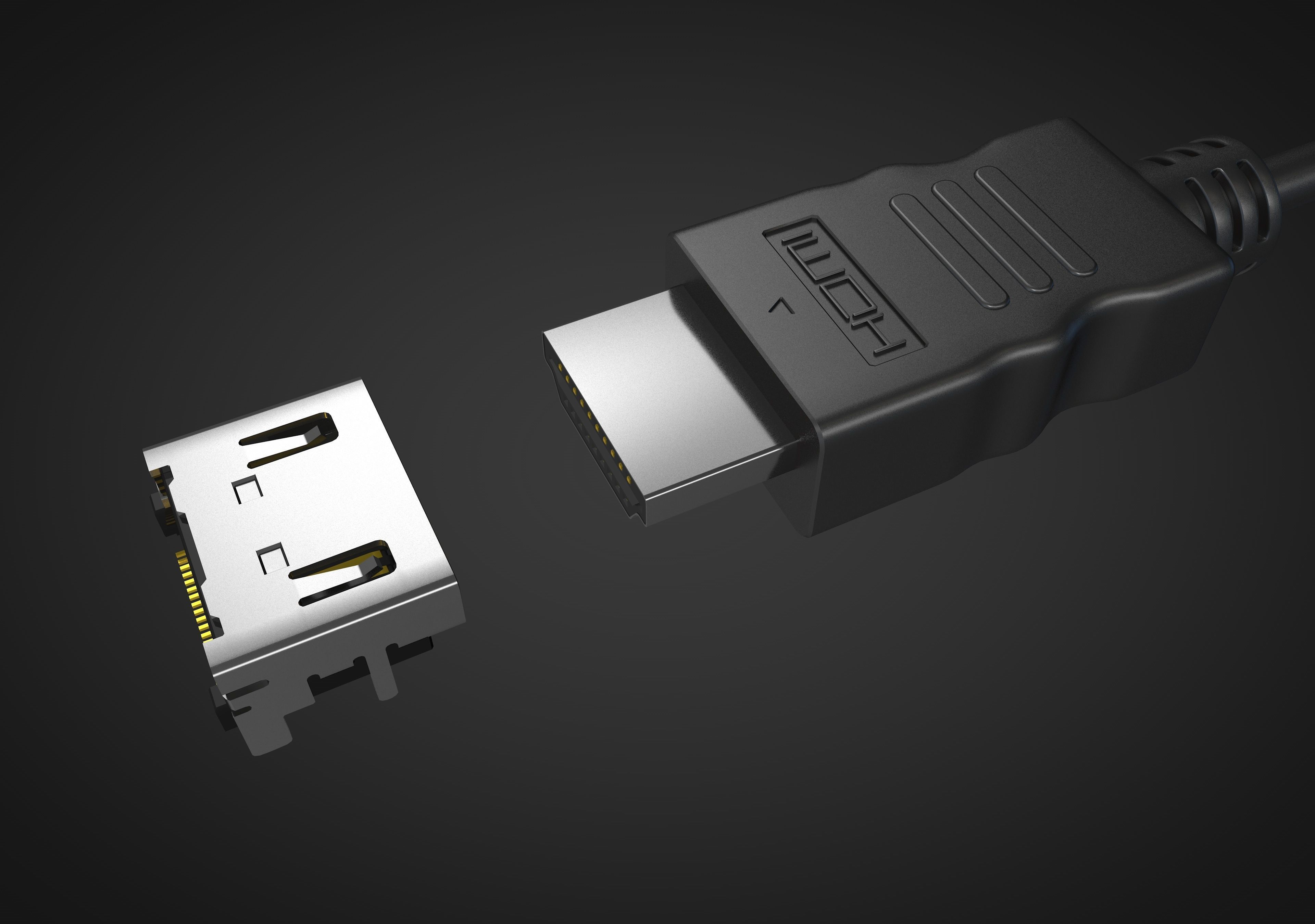 HDMI male and female connector 3D model_5