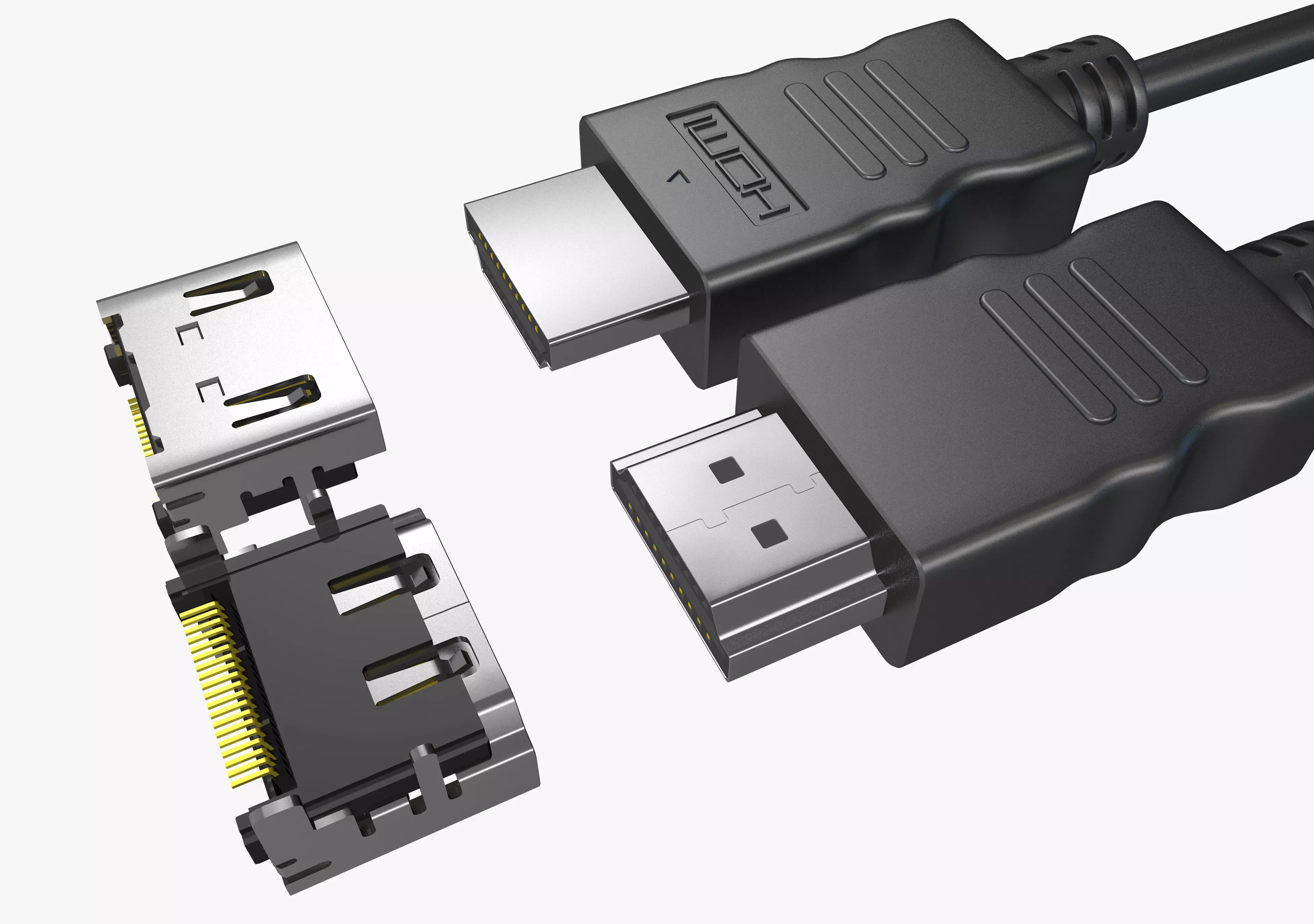 HDMI male and female connector 3D model_0
