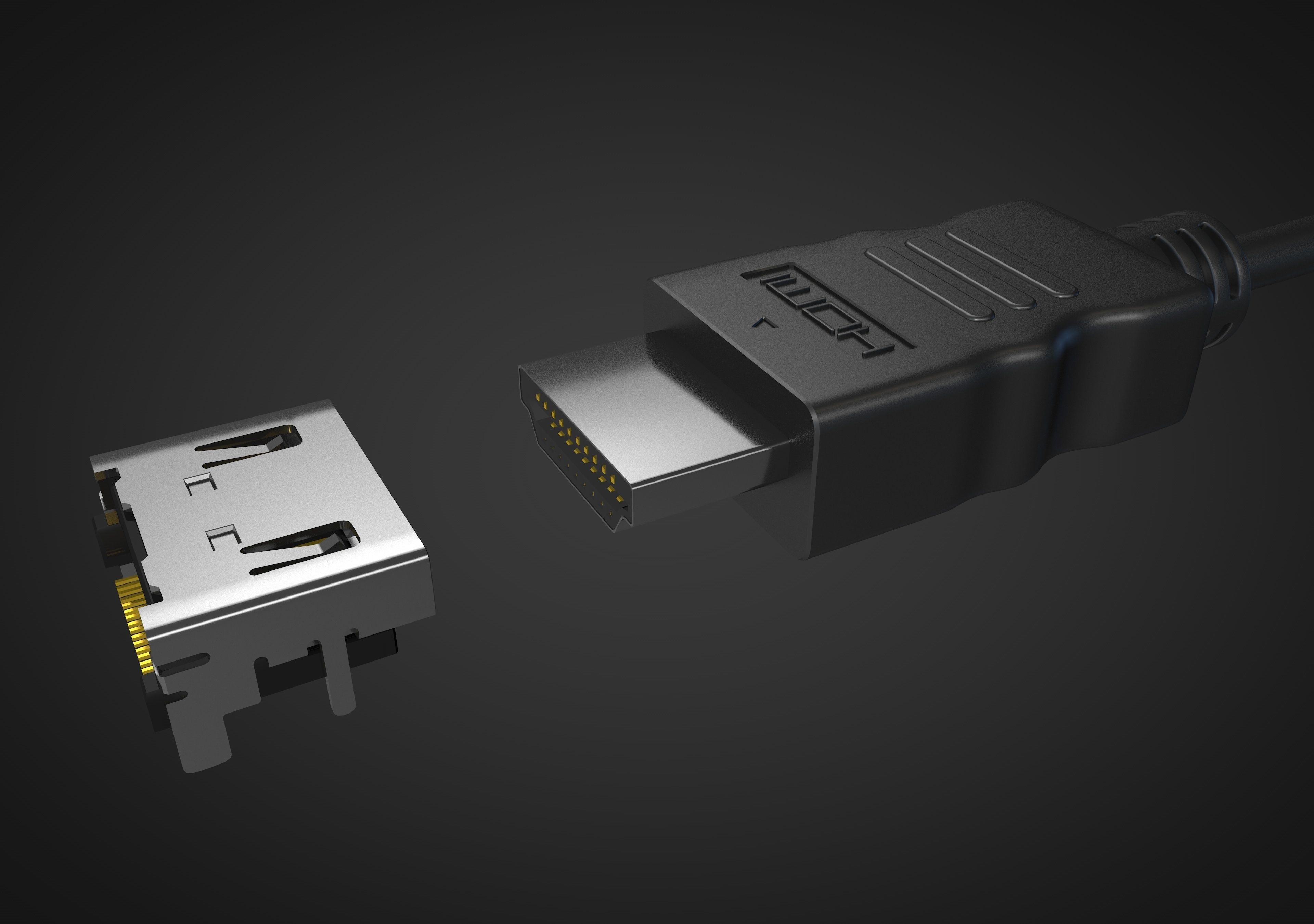 HDMI male and female connector 3D model_3