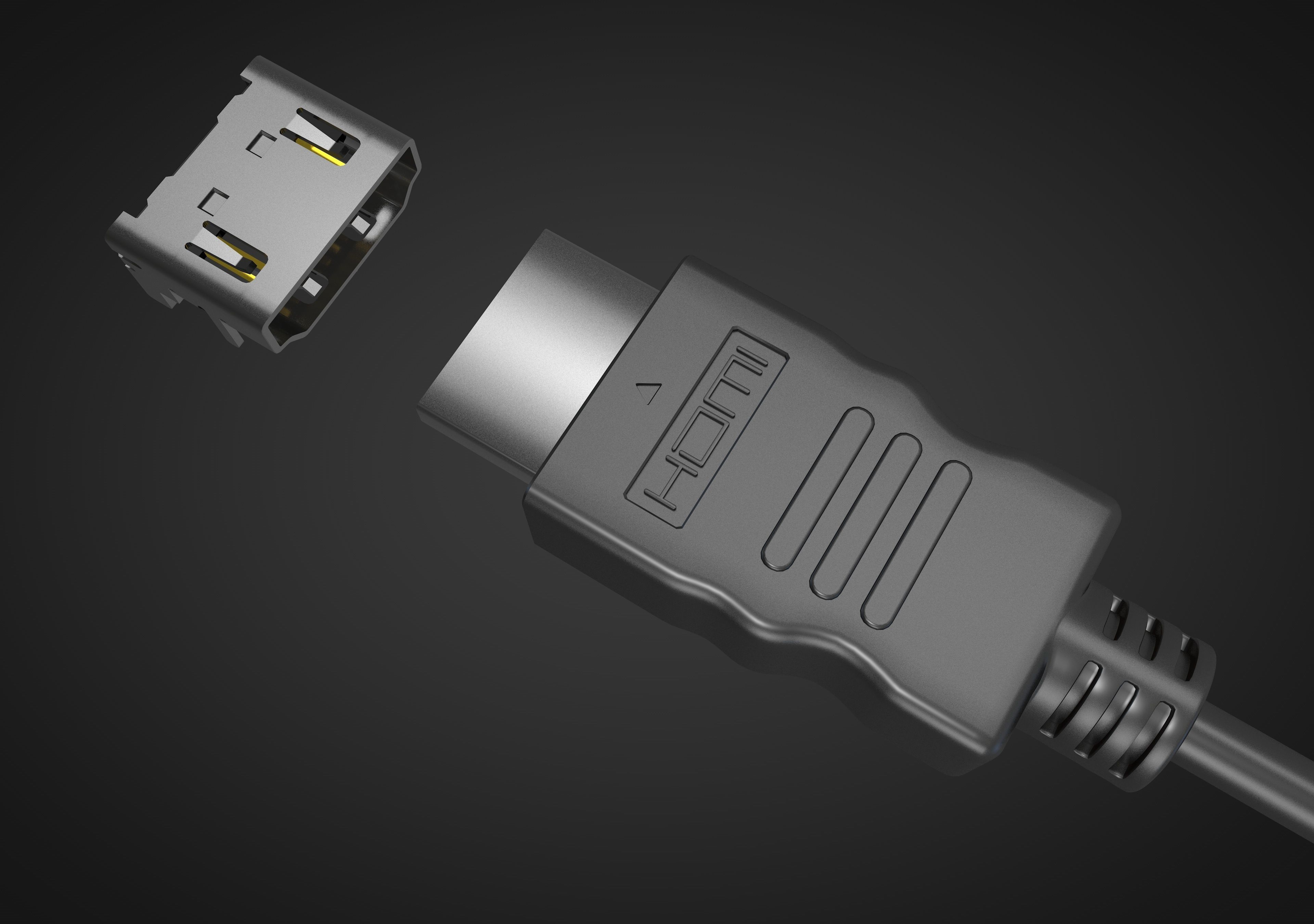 HDMI male and female connector 3D model_4