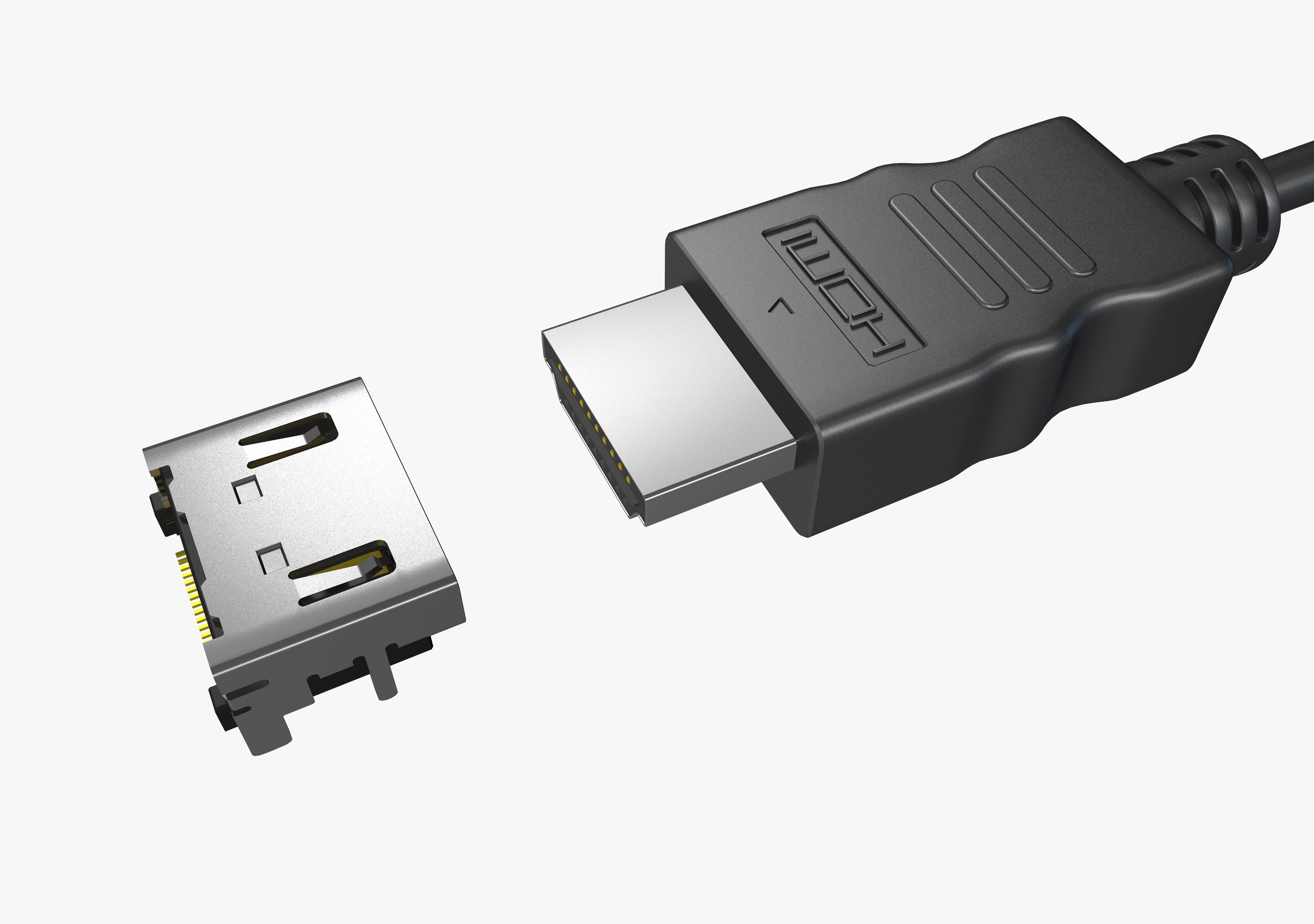 HDMI male and female connector 3D model_1