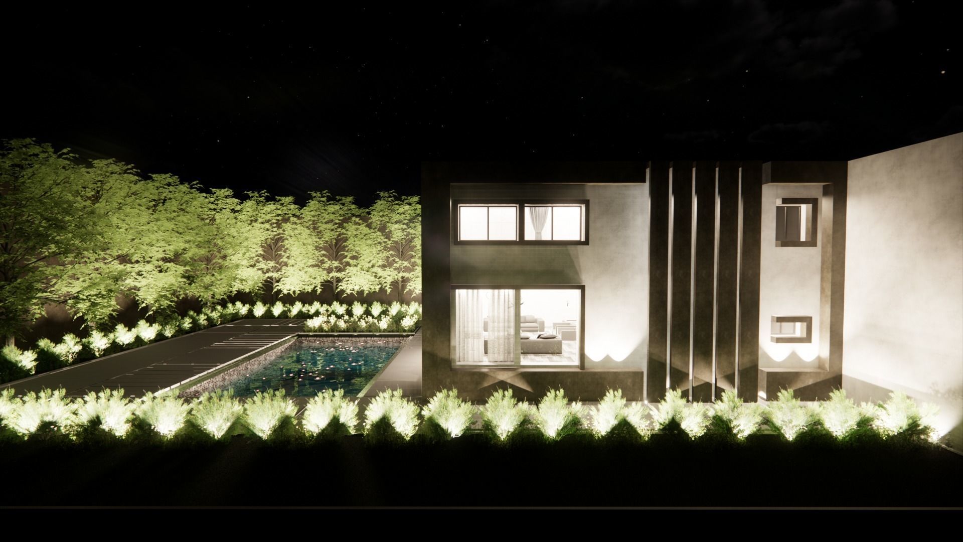 villa modern 3D model_2