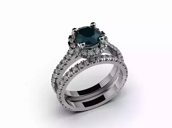 solitaire and back ring gold jewelry printable 3D model 3D print model