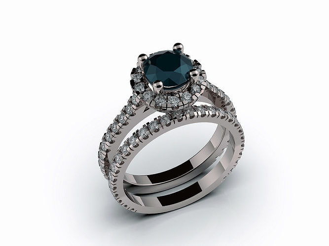 solitaire and back  ring  gold jewelry printable 3D model 3D print model