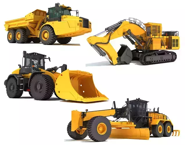Heavy Construction Machinery Equipment 3D Model Collection