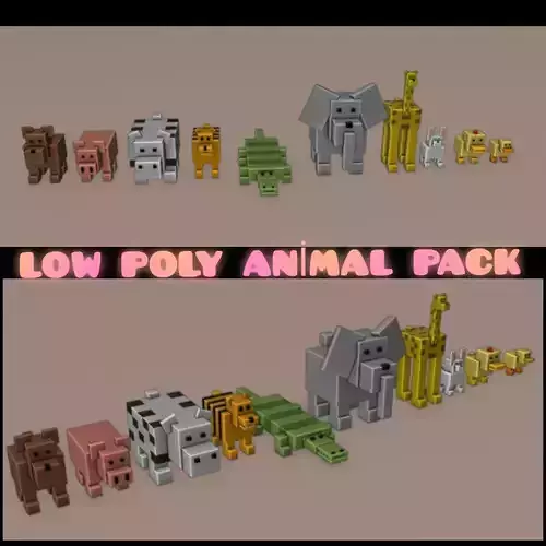 low poly animals animal pack Low-poly 3D model