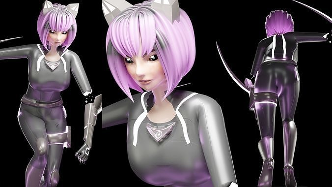 Female cyborg 3D model