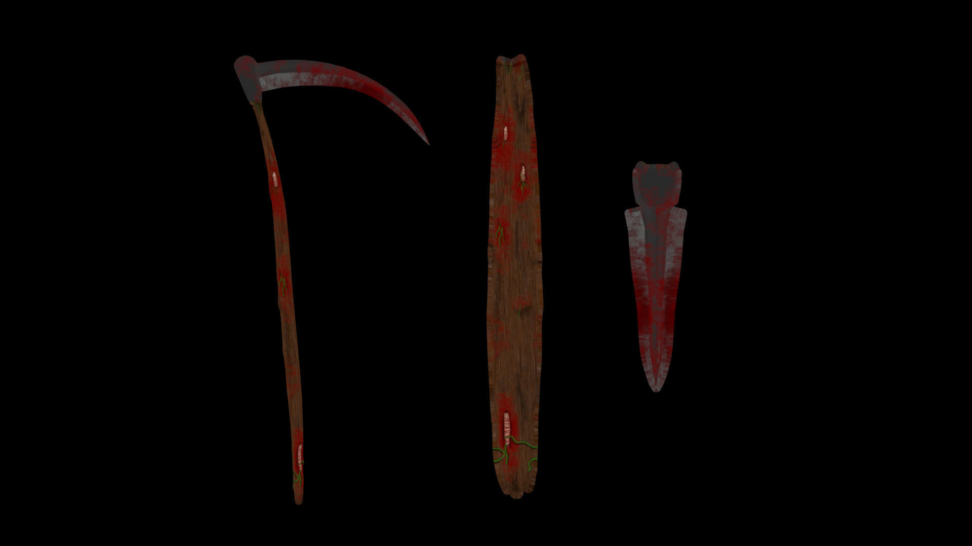 Sickle covered in blood Low-poly 3D model_6