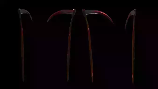 Sickle covered in blood Low-poly 3D model