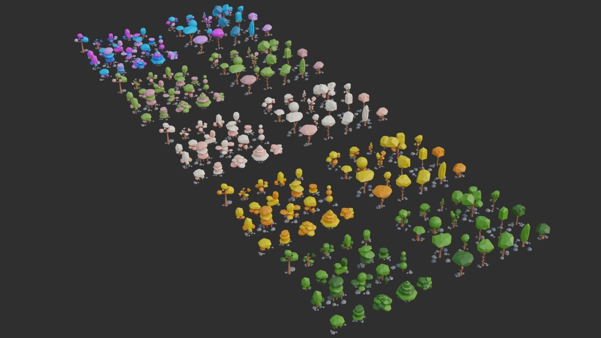 Low Poly Trees 4 seasons pack Low-poly 3D model_23