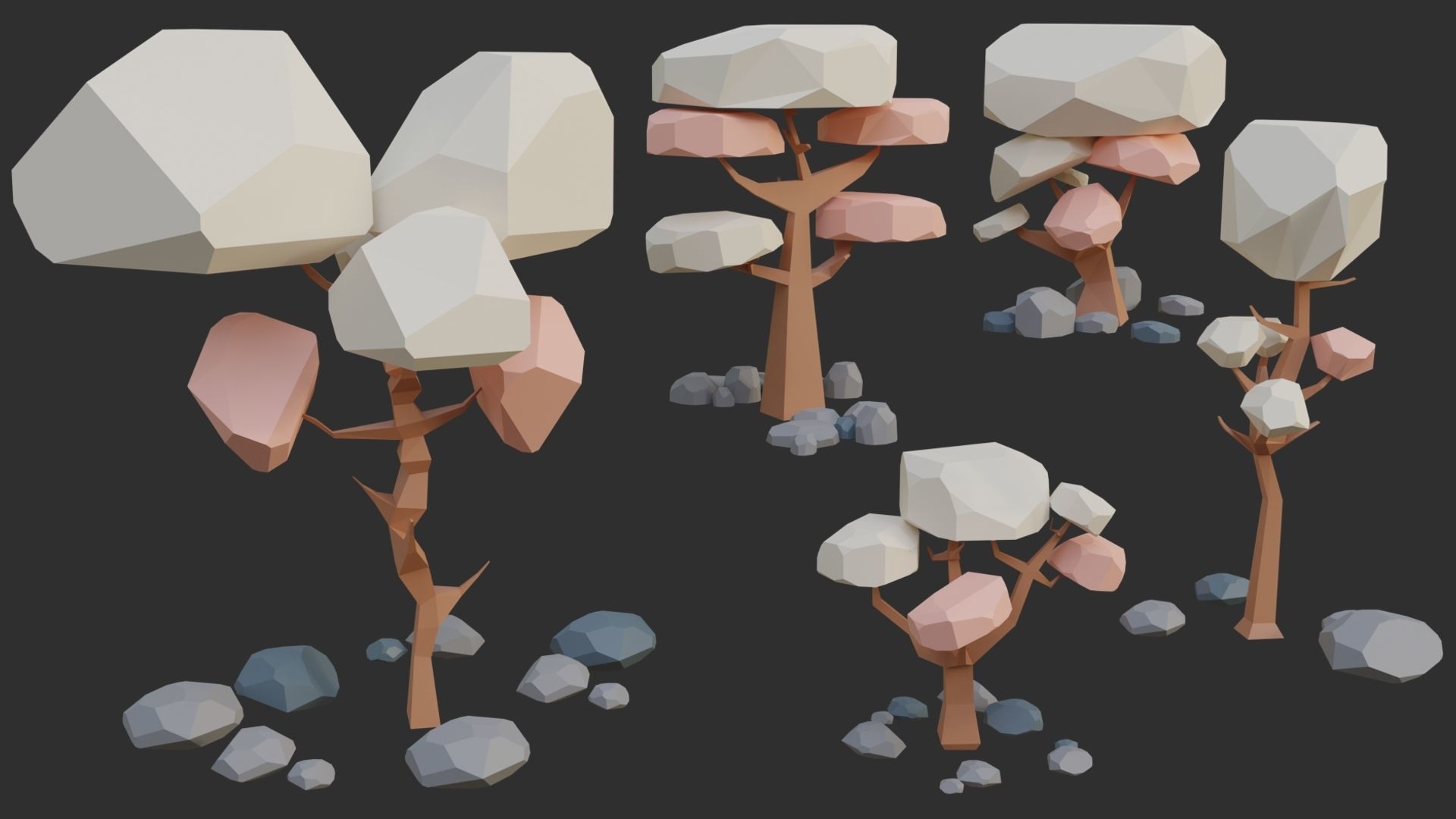 Low Poly Trees 4 seasons pack Low-poly 3D model_13