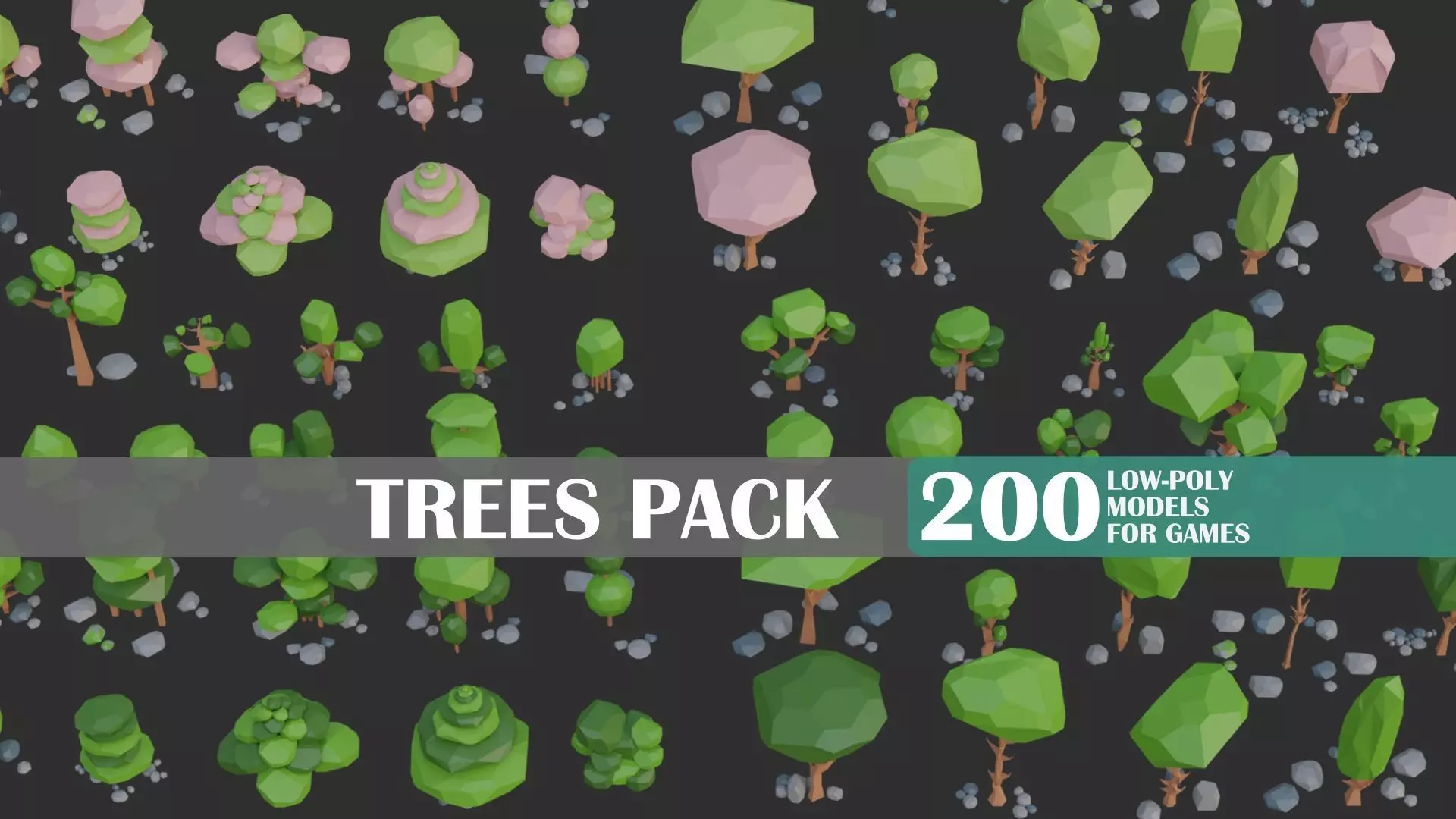 Low Poly Trees 4 seasons pack Low-poly 3D model_0