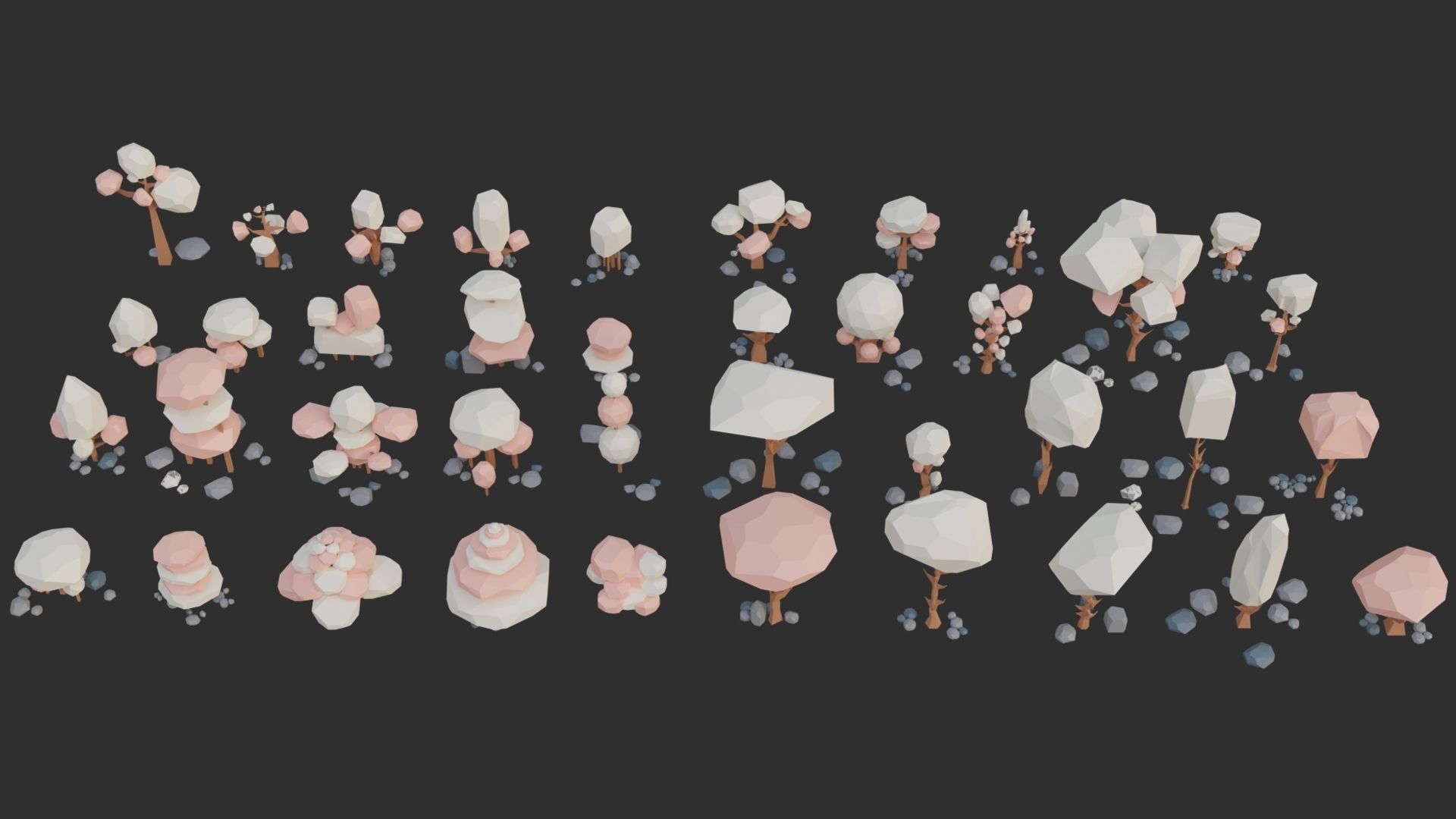 Low Poly Trees 4 seasons pack Low-poly 3D model_12