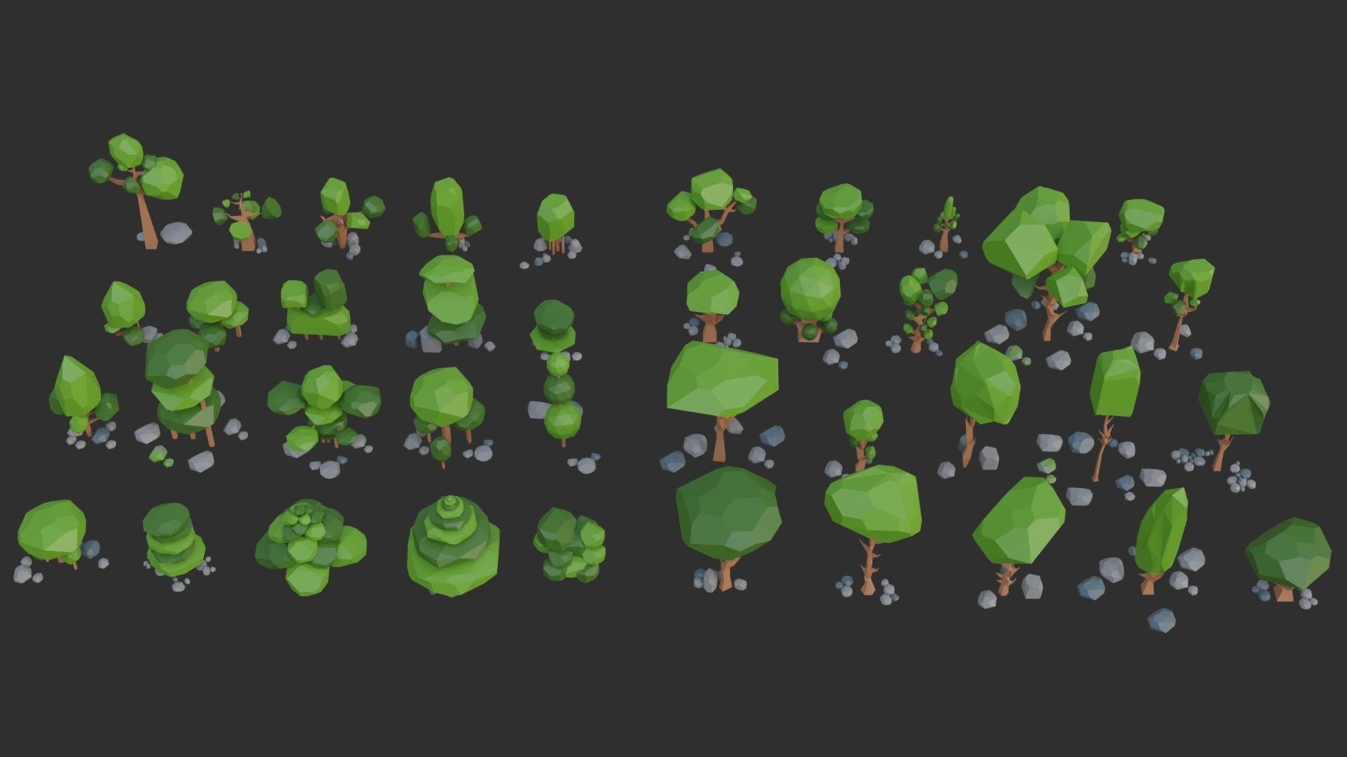 Low Poly Trees 4 seasons pack Low-poly 3D model_2