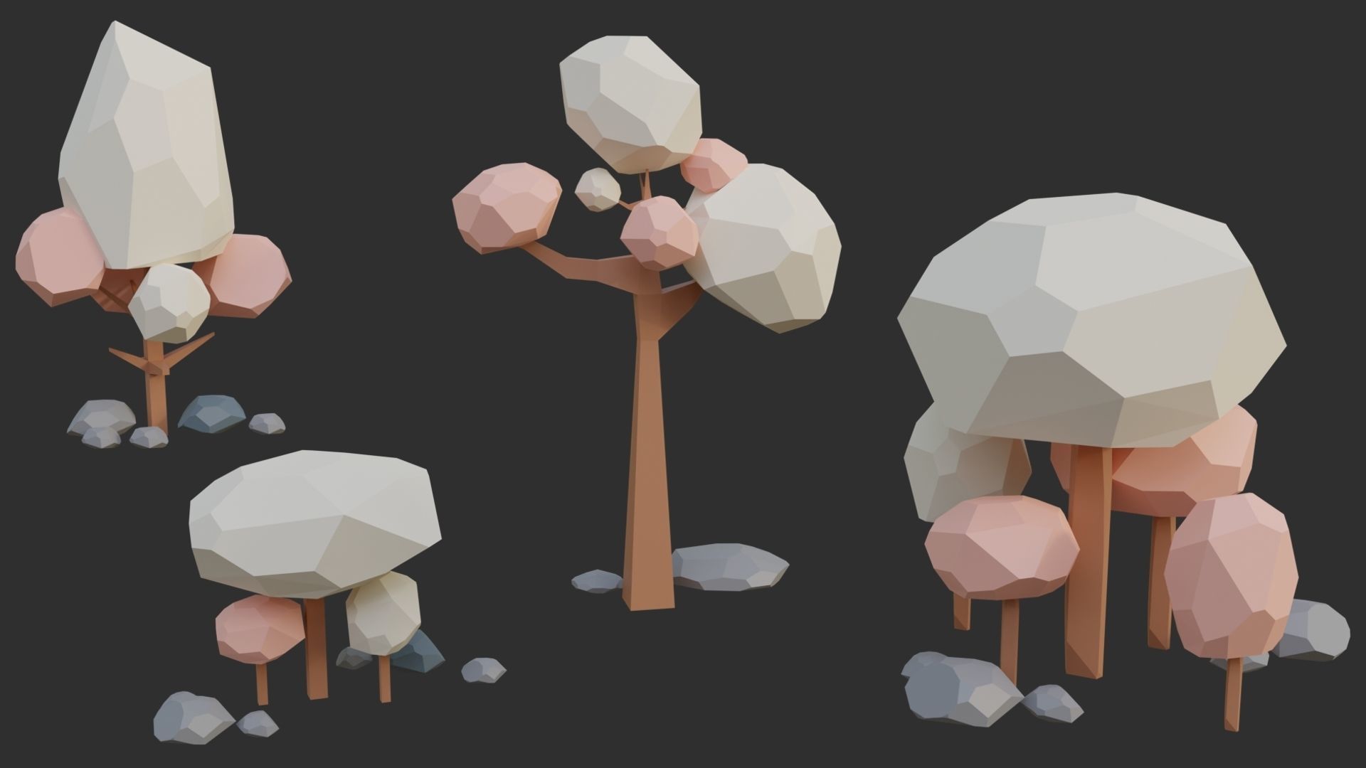 Low Poly Trees 4 seasons pack Low-poly 3D model_14