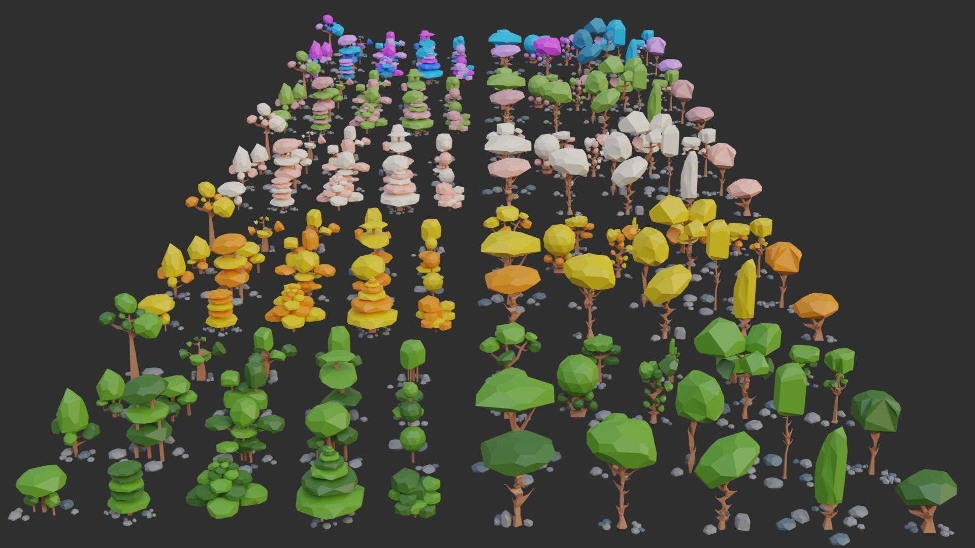 Low Poly Trees 4 seasons pack Low-poly 3D model_24