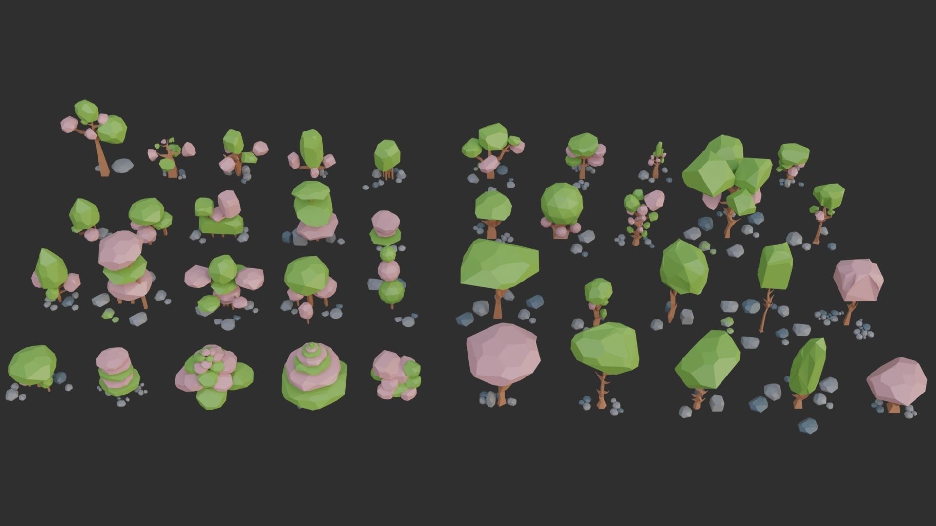 Low Poly Trees 4 seasons pack Low-poly 3D model_16