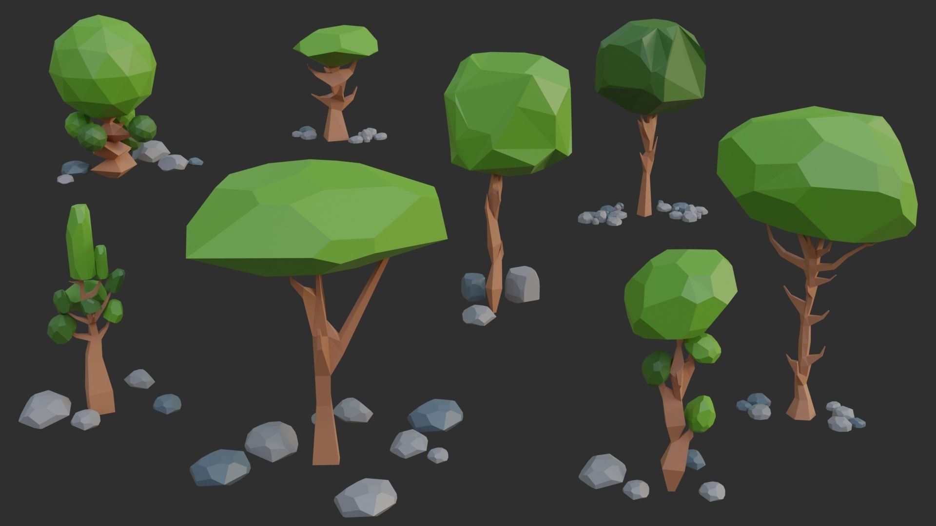 Low Poly Trees 4 seasons pack Low-poly 3D model_7