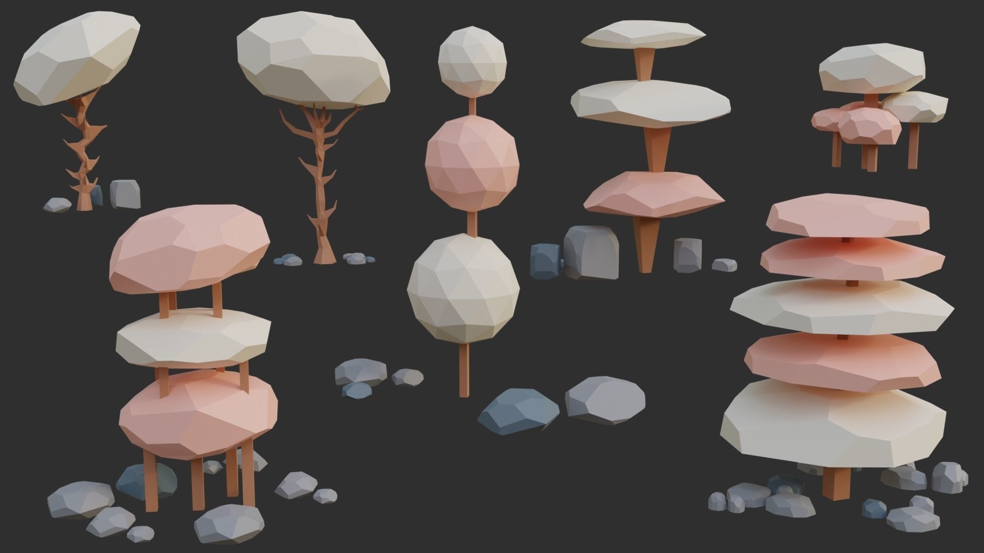 Low Poly Trees 4 seasons pack Low-poly 3D model_15